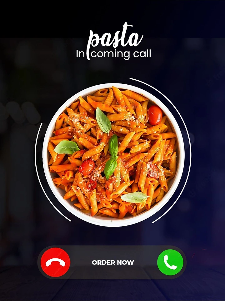 Instant Noodles & Pasta Brands creative ad: Incoming-call interface frames pasta order