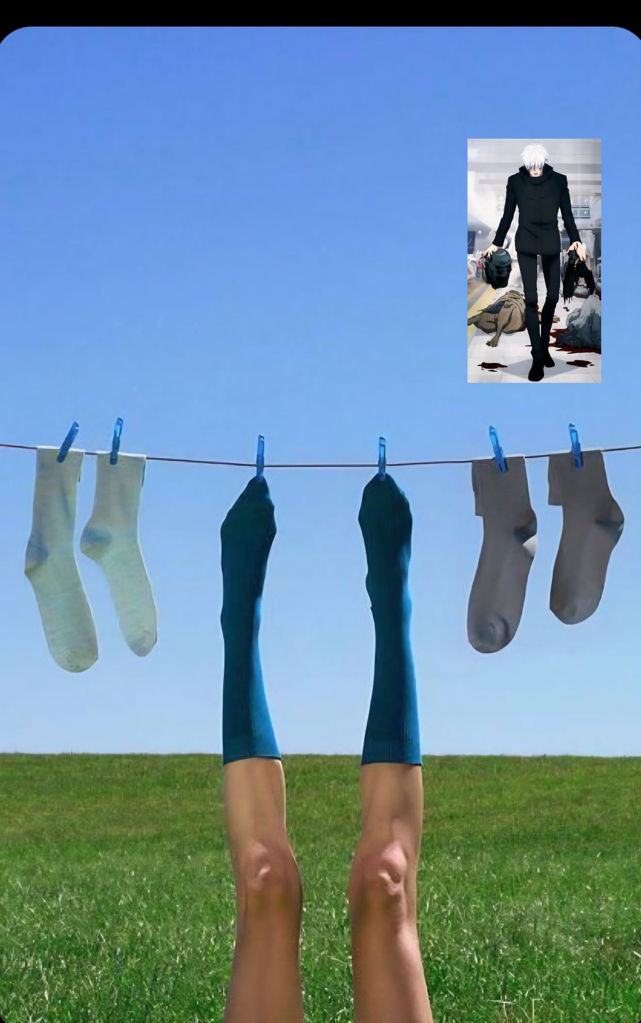 Story: Playful upside-down laundry composition