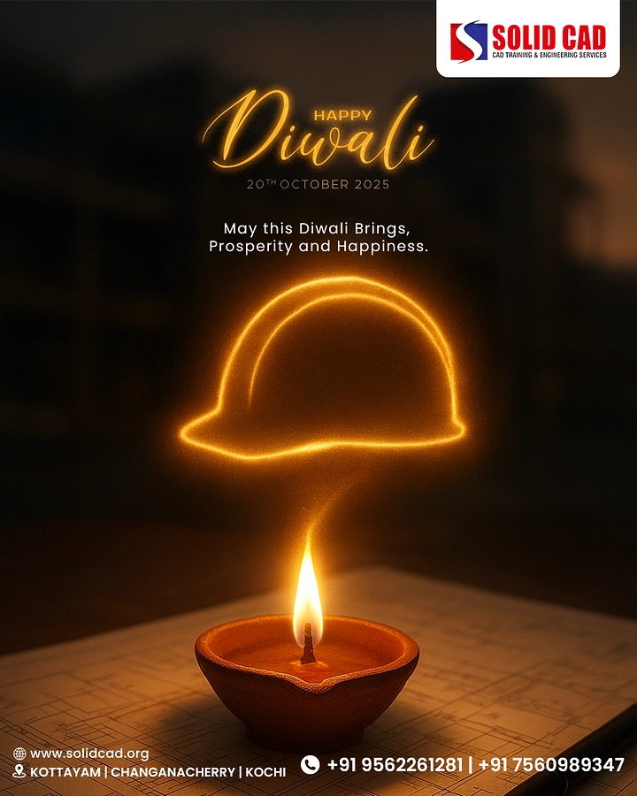 Diwali creative ad: Hard hat outline glowing from diya flame
