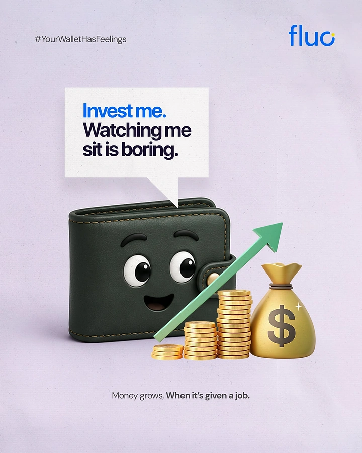 Stock Brokers & Investing creative ad: Anthropomorphic 3D wallet with coins and growth arrow