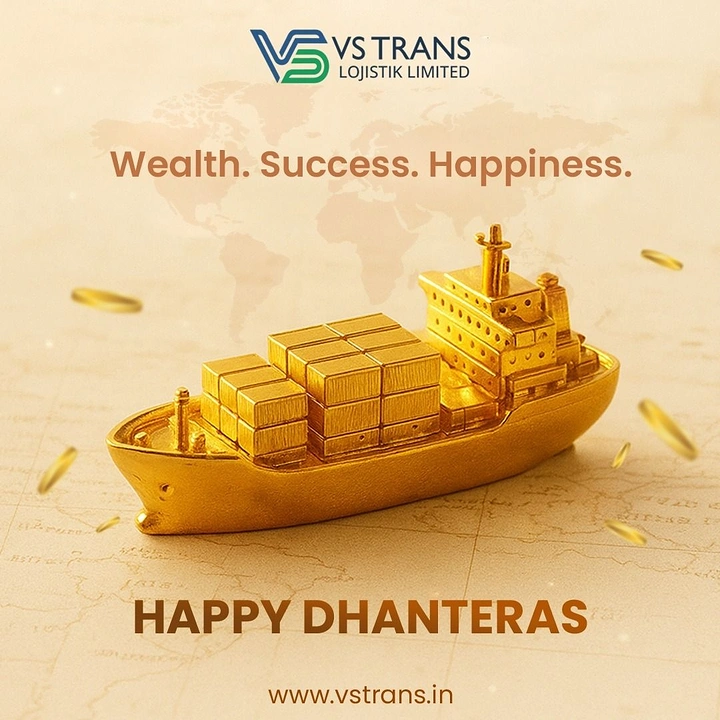 Dhanteras creative ad: Solid gold container ship model on a vintage map