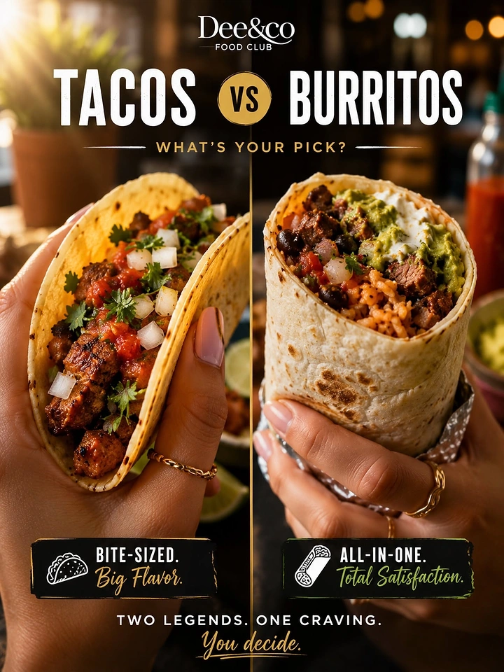 Mexican Restaurants creative ad: Tacos-versus-burritos visual duel