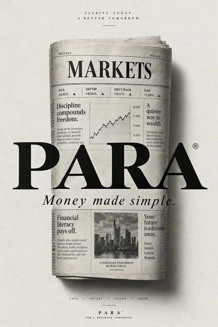 Stock Brokers & Investing creative ad: Folded financial newspaper with a giant serif wordmark across it