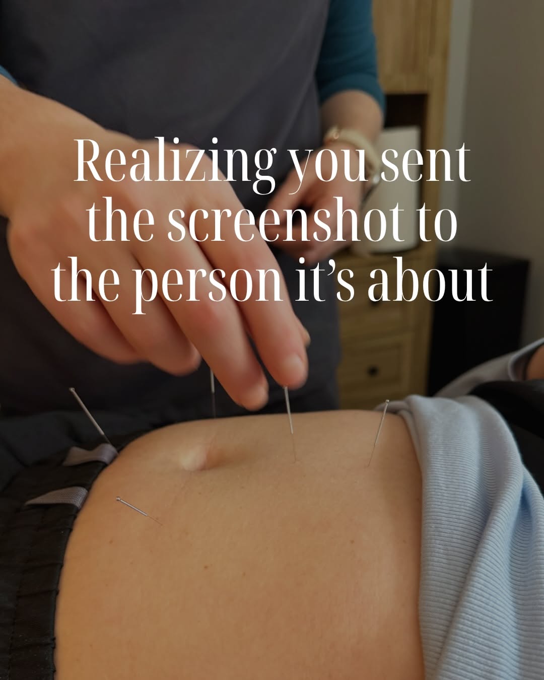 Instagram post: Witty comparison reframes acupuncture pain, slide 2