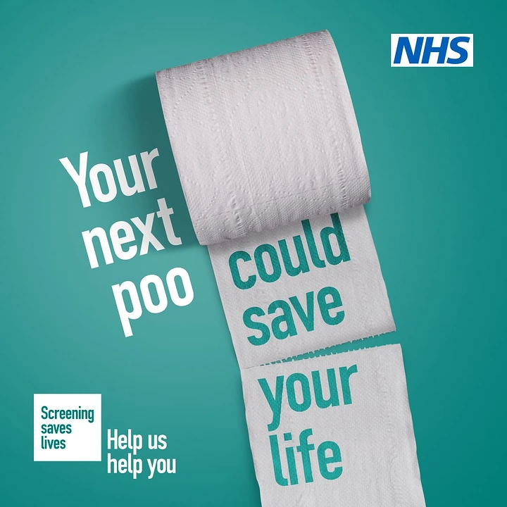 Healthcare creative ad: Unrolling toilet paper roll with the message printed on its sheets