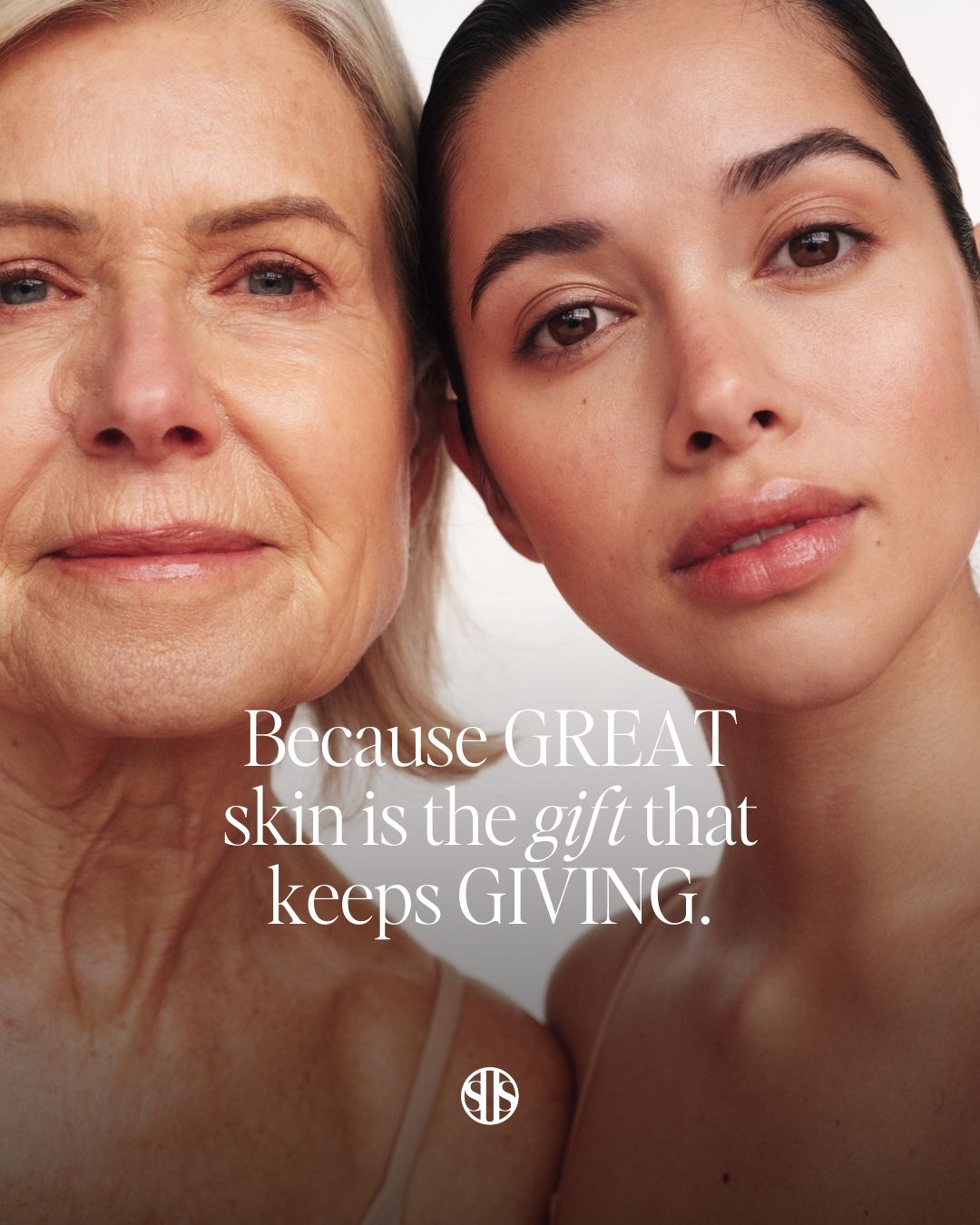 Mother's Day Instagram post: Close-up of an older and a younger woman cheek to cheek