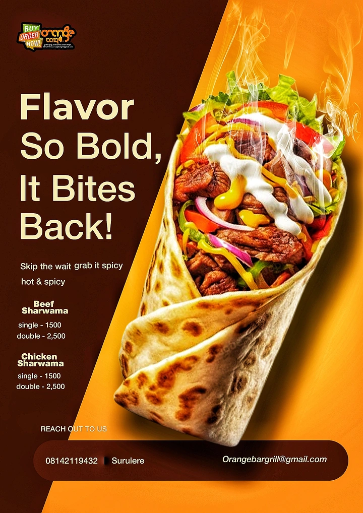 Arabic & Middle Eastern Restaurants creative ad: Flavor bites back visual metaphor