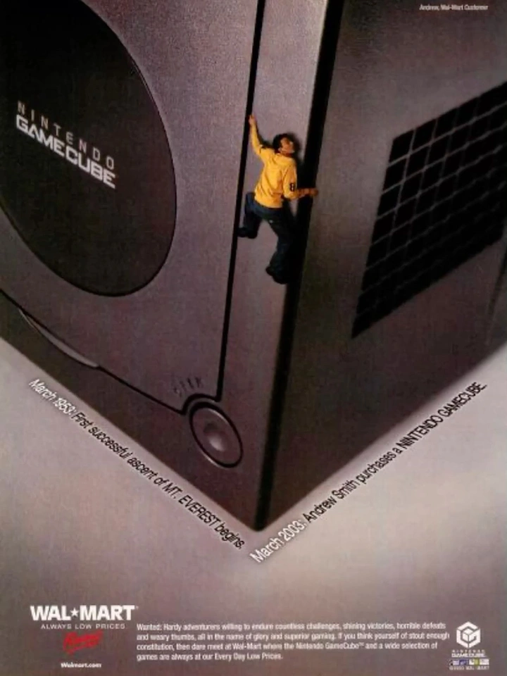 Gaming & Esports creative ad: Climber scales GameCube like mountain