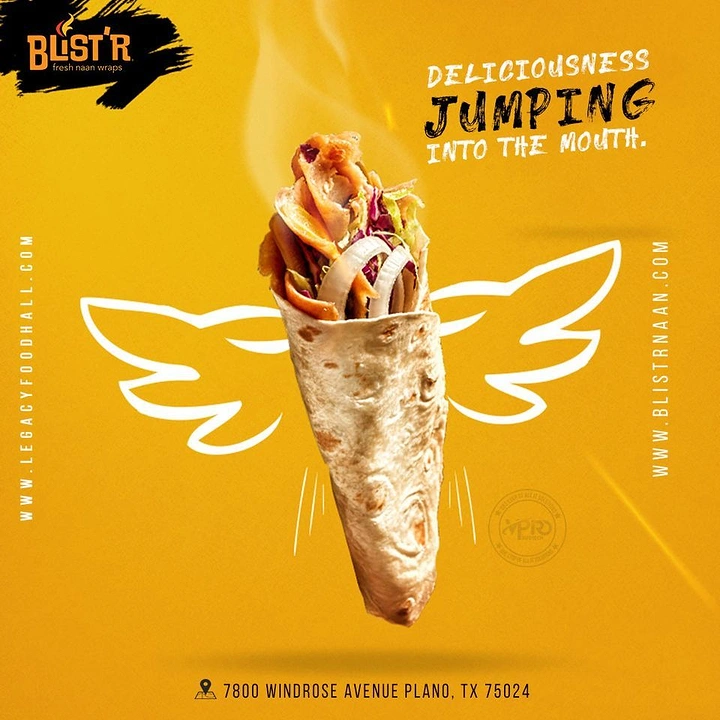 Arabic & Middle Eastern Restaurants creative ad: Wings make the wrap jump into the mouth