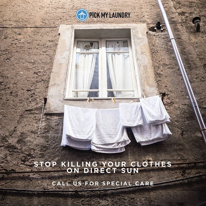 Laundry & Dry Cleaning creative ad: Sun-bleached window line: stop killing clothes