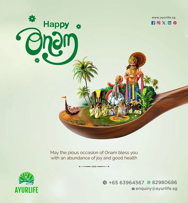 Onam creative ad: Miniature Kerala Onam scene on a wooden spoon