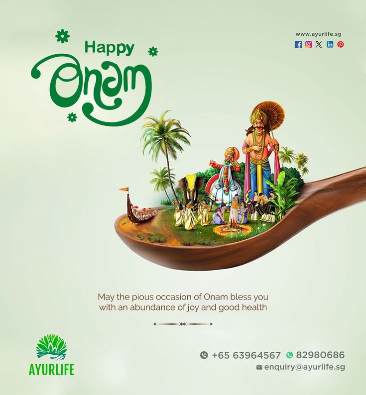 Miniature Kerala Onam scene on a wooden spoon