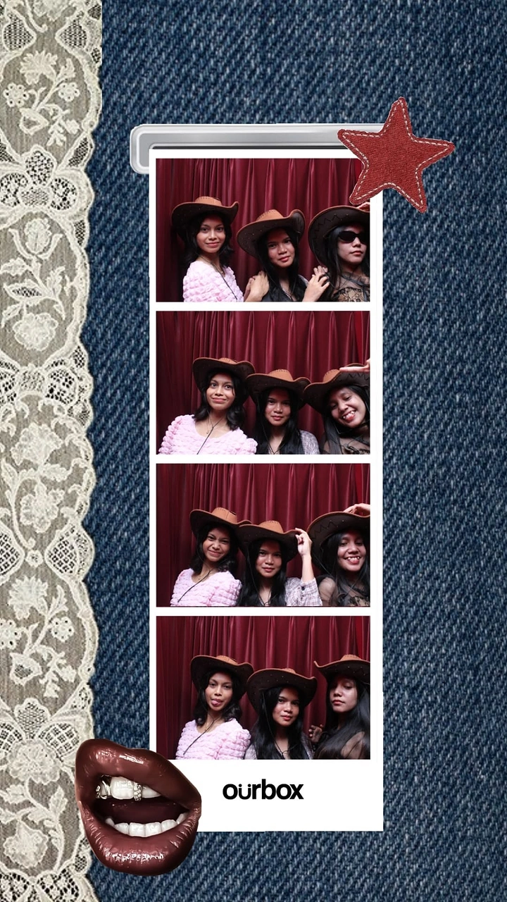 Photo Booth Rentals creative ad: Fashion collage with lace and lipstick