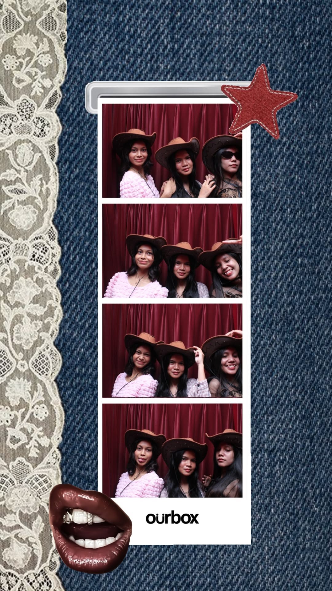 Story: Fashion collage with lace and lipstick