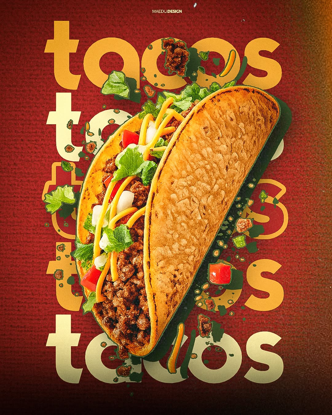 Instagram post: Taco integrated into bold typography