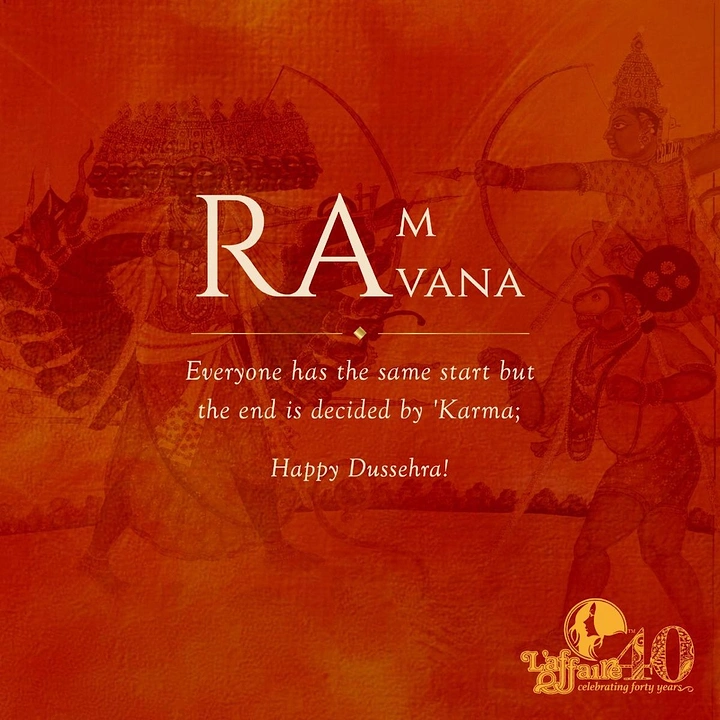 Dussehra creative ad: Faded miniature-painting battle between the archer god and the ten-headed king