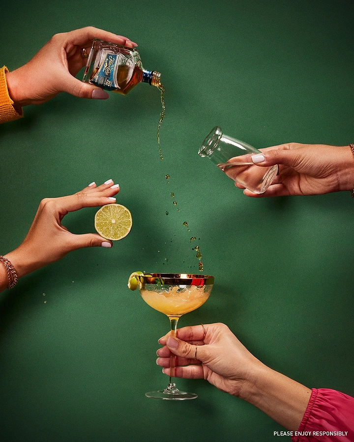 Bars & Pubs creative ad: Multiple hands create dynamic cocktail ritual