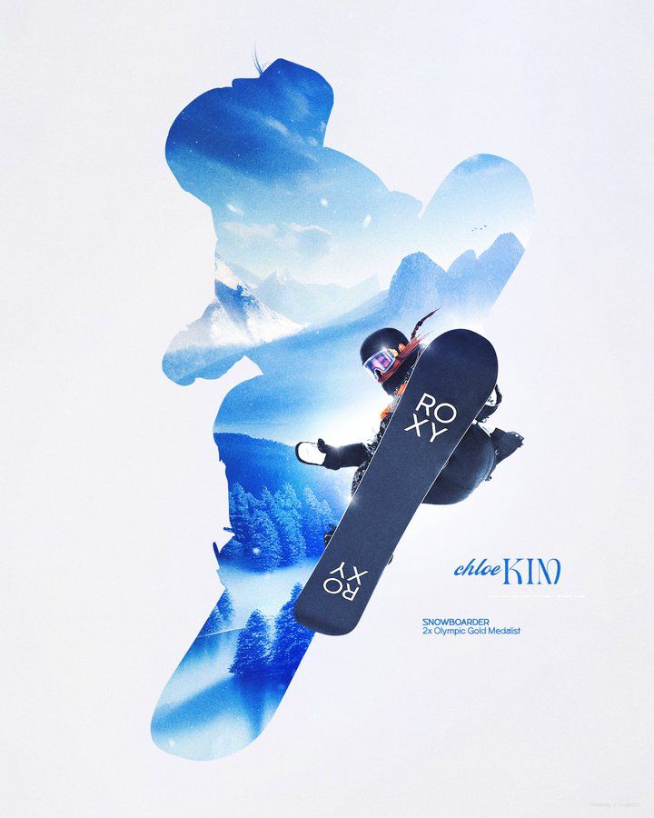 Instagram post: Snowboarder forms mountain landscape