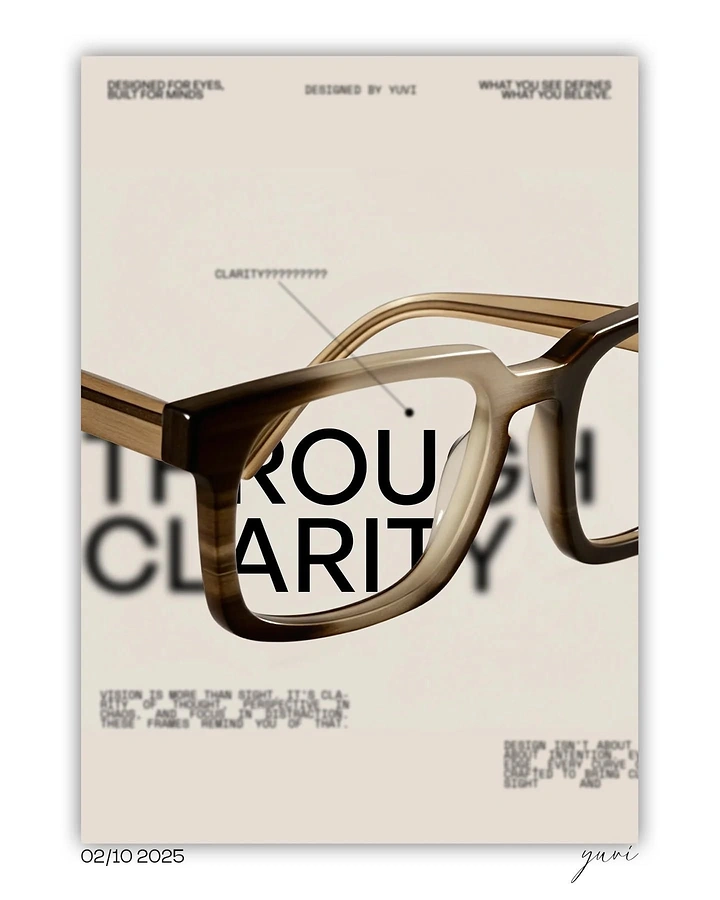 Creative ad: Tortoiseshell-horn eyeglass frame with lens sharpening the text behind it