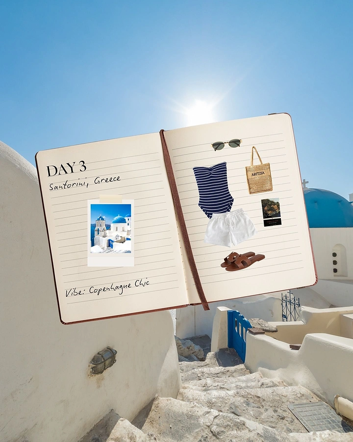Cruises & Cruise Lines creative ad: Open journal frames cruise itinerary