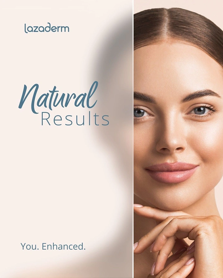 Skin & Cosmetic Clinics creative ad: Frosted-glass split reveals enhanced face