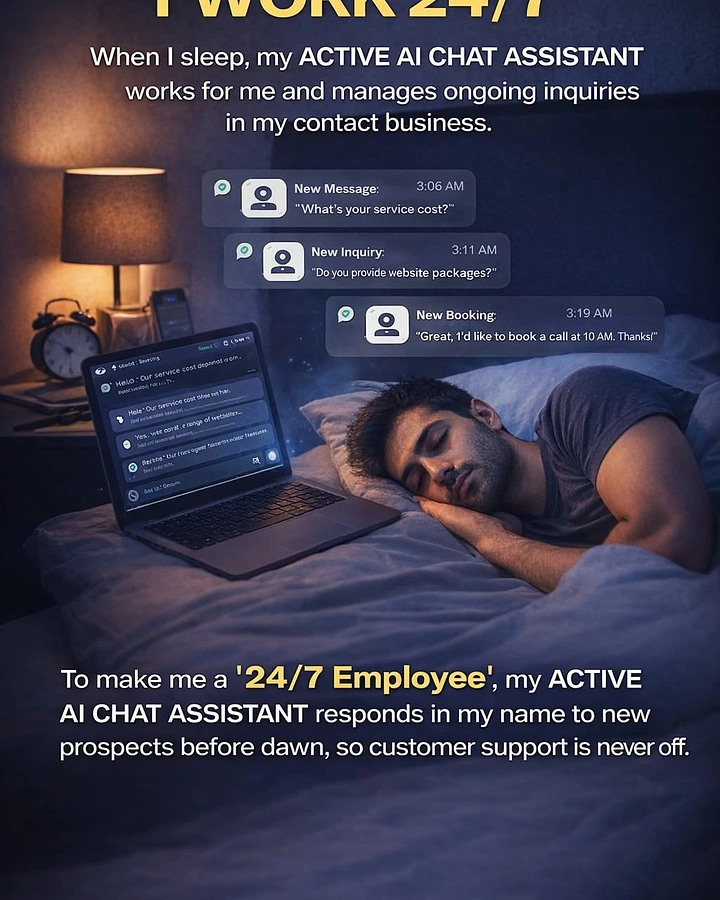 Virtual Assistant Services creative ad: Sleeping employee assistant metaphor