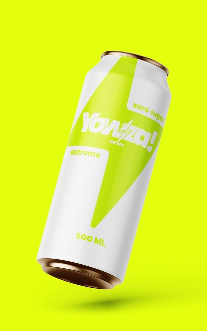Energy & Sports Drinks creative ad: Premium floating-can product presentation