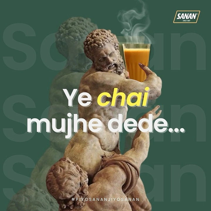 Tea & Chai Brands creative ad: Classical statue parodies Sholay line