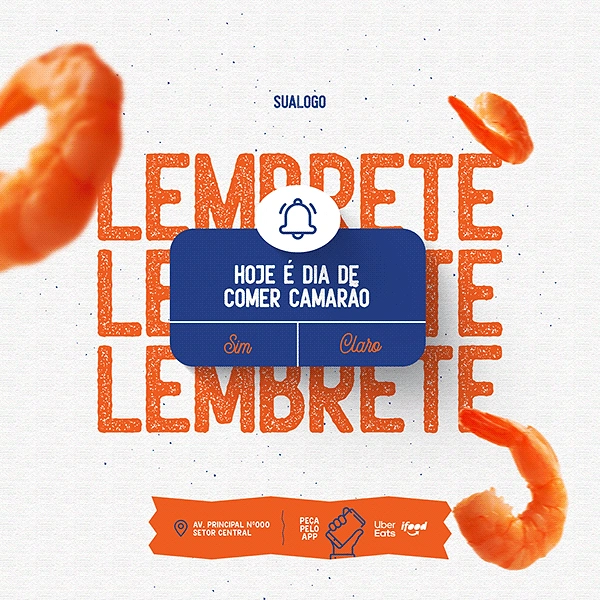 Seafood Restaurants creative ad: Repeated shrimp reminder creates visual hook