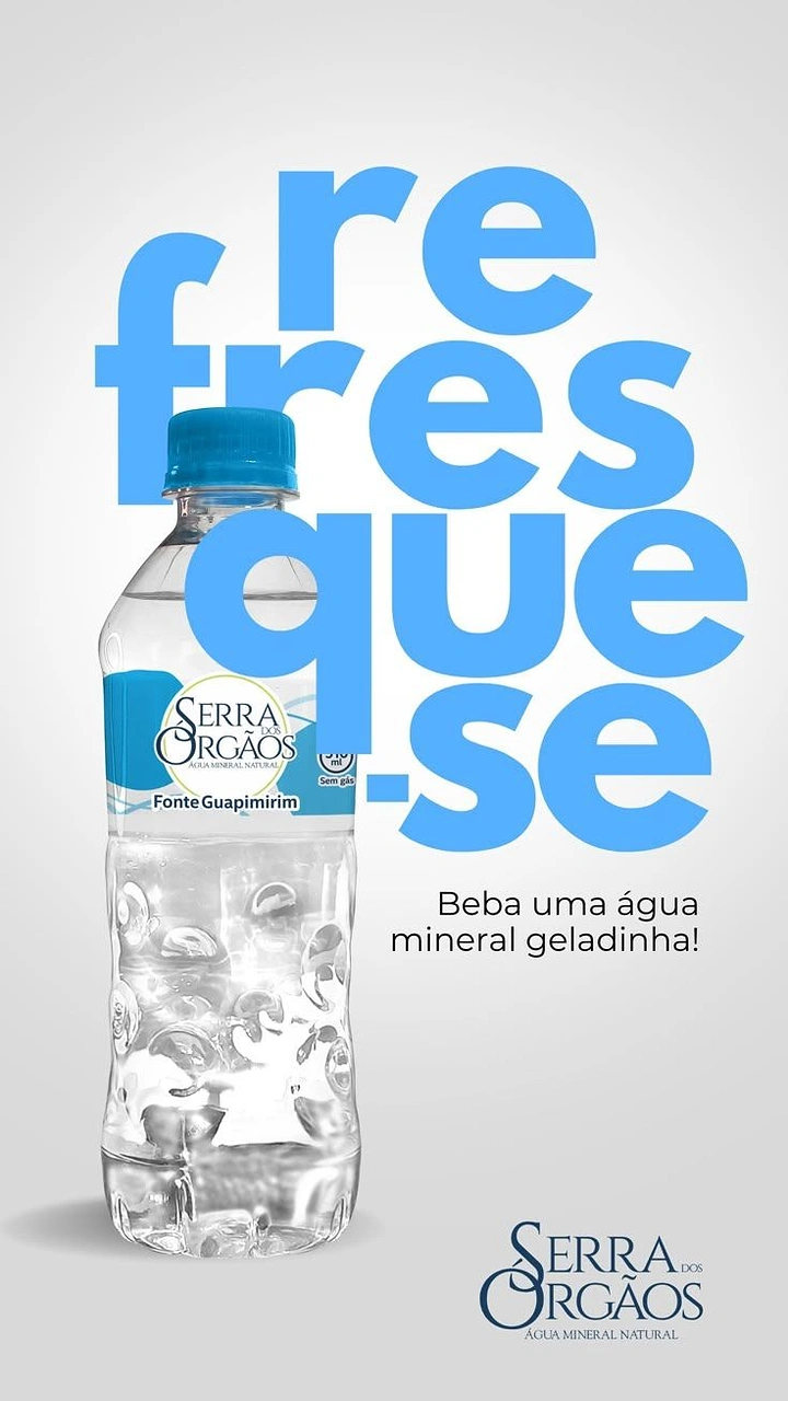 Packaged Drinking Water creative ad: Playful refresh pun drives typography