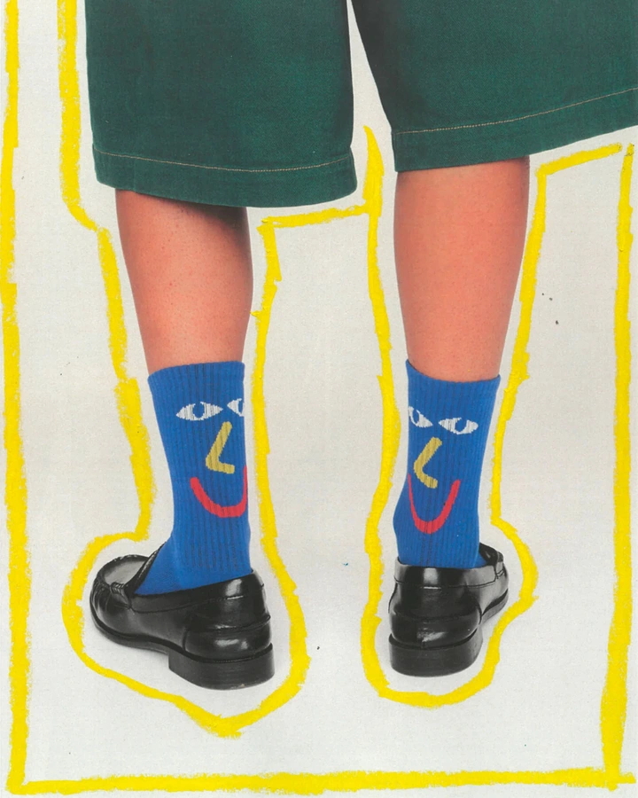 Socks Brands creative ad: Playful hand-drawn leg outline