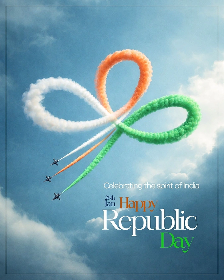 Republic Day creative ad: Three jets drawing looping tricolour smoke trails