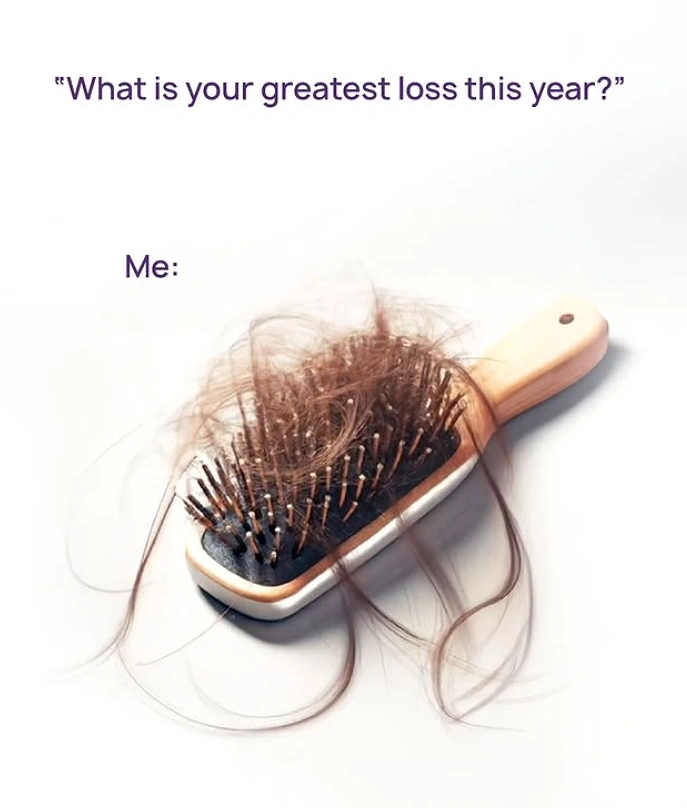 Hair Transplant & Hair Clinics creative ad: 'Greatest loss this year' meme-style wit