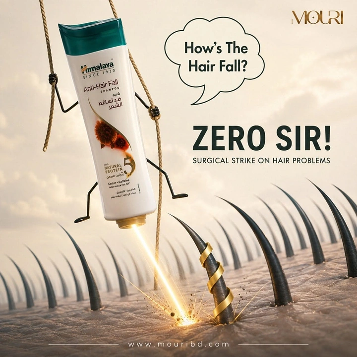 Hair Transplant & Hair Clinics creative ad: Shampoo 'surgical strike' drilling scalp follicles
