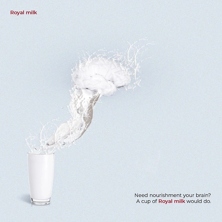 Dairy Brands creative ad: Milk splash forms a brain