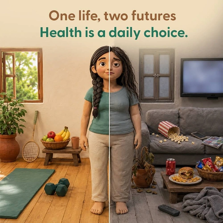 Weight Loss Clinics creative ad: Split-screen visualizes two health futures