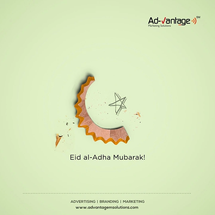 Eid creative ad: Pencil shaving curled into a crescent moon with a sketched star