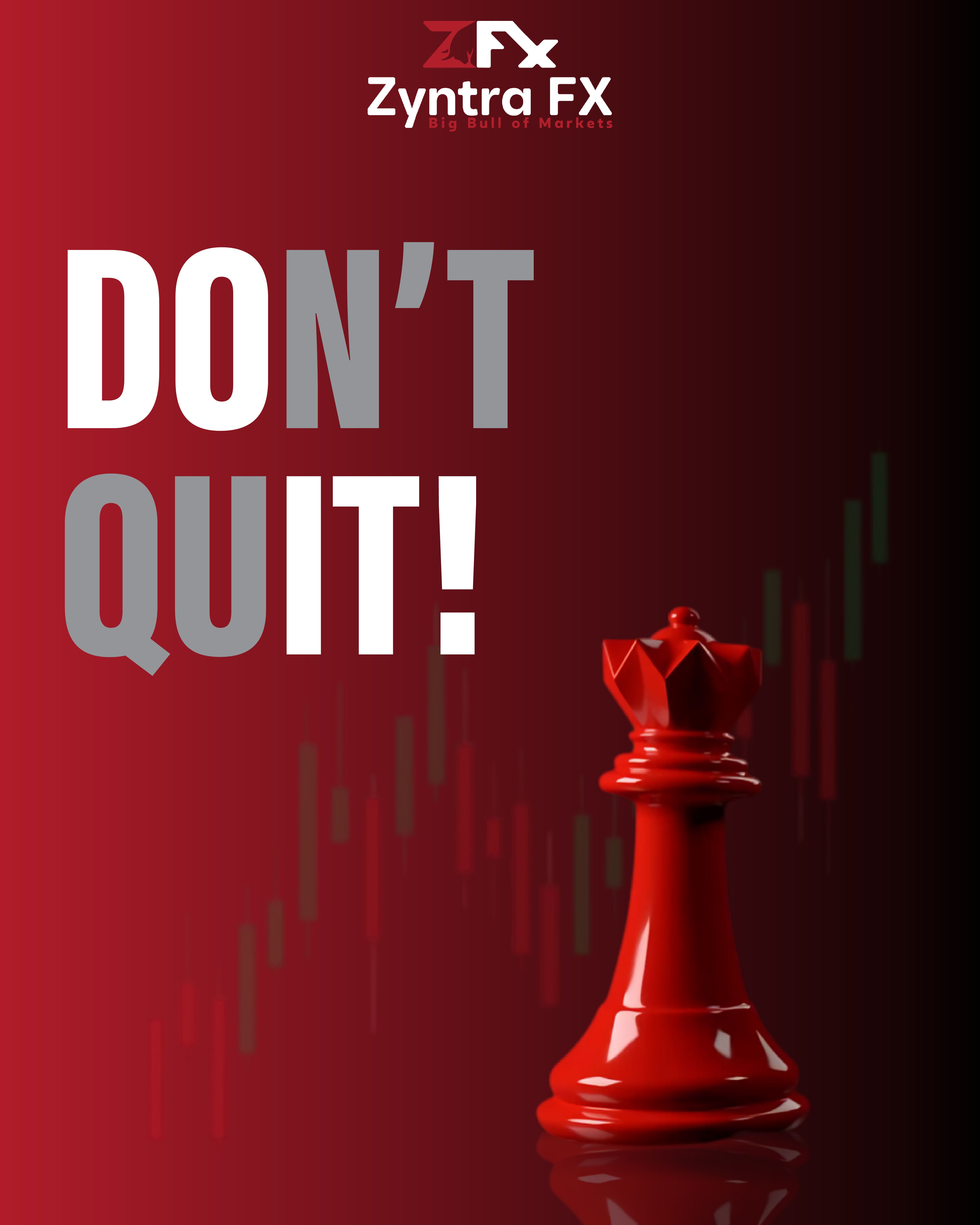Instagram post: Chess queen metaphor, bold Don't Quit