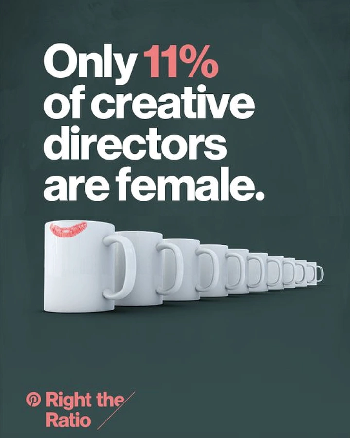 Agency creative ad: Only one lipstick-marked mug visualizes ratio