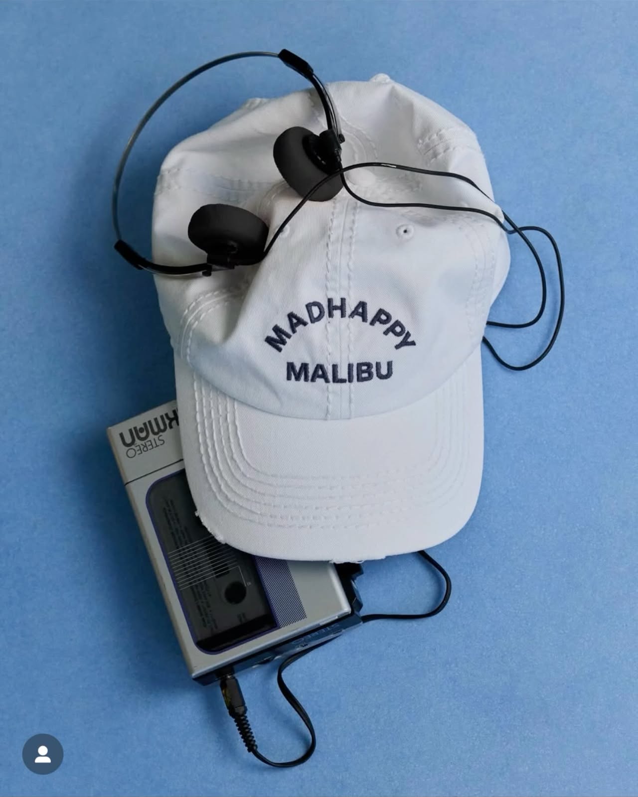 Instagram post: Cap integrated into music listening setup