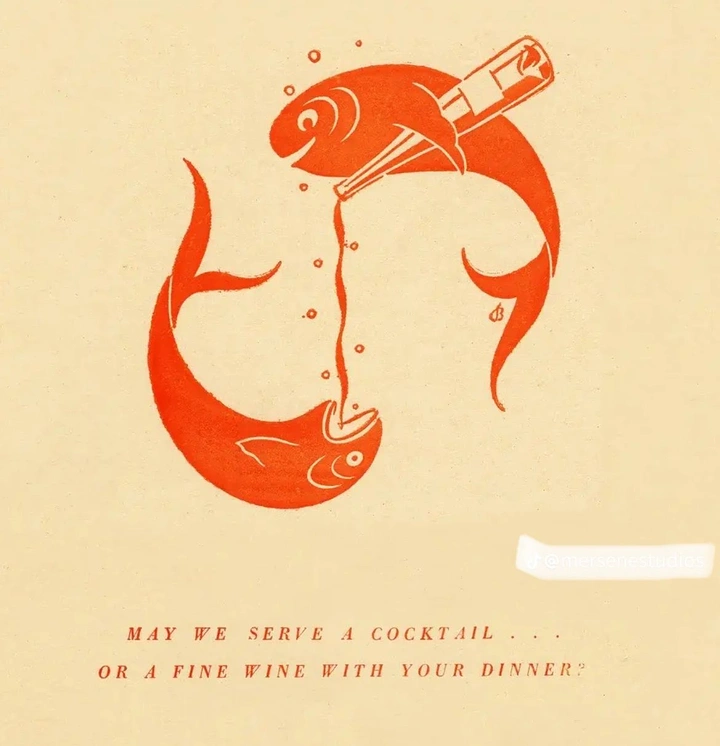Seafood Restaurants creative ad: Clever fish loop pouring wine metaphor