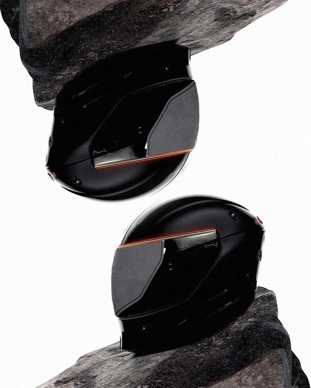 Instagram post: Helmet protection shown through rock split