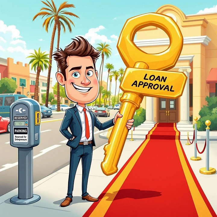 Personal & Business Loans creative ad: Oversized key visualizes loan approval