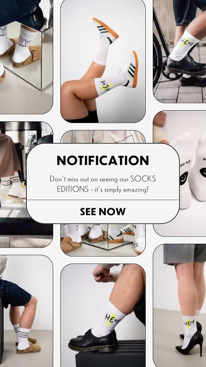 Socks Brands creative ad: Notification overlay creates campaign framing