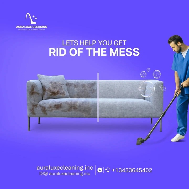 Cleaning Services creative ad: Sofa split half dirty, half clean
