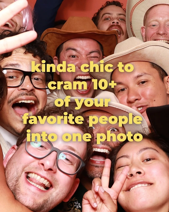 Photo Booth Rentals creative ad: Witty copy celebrates group-photo chaos