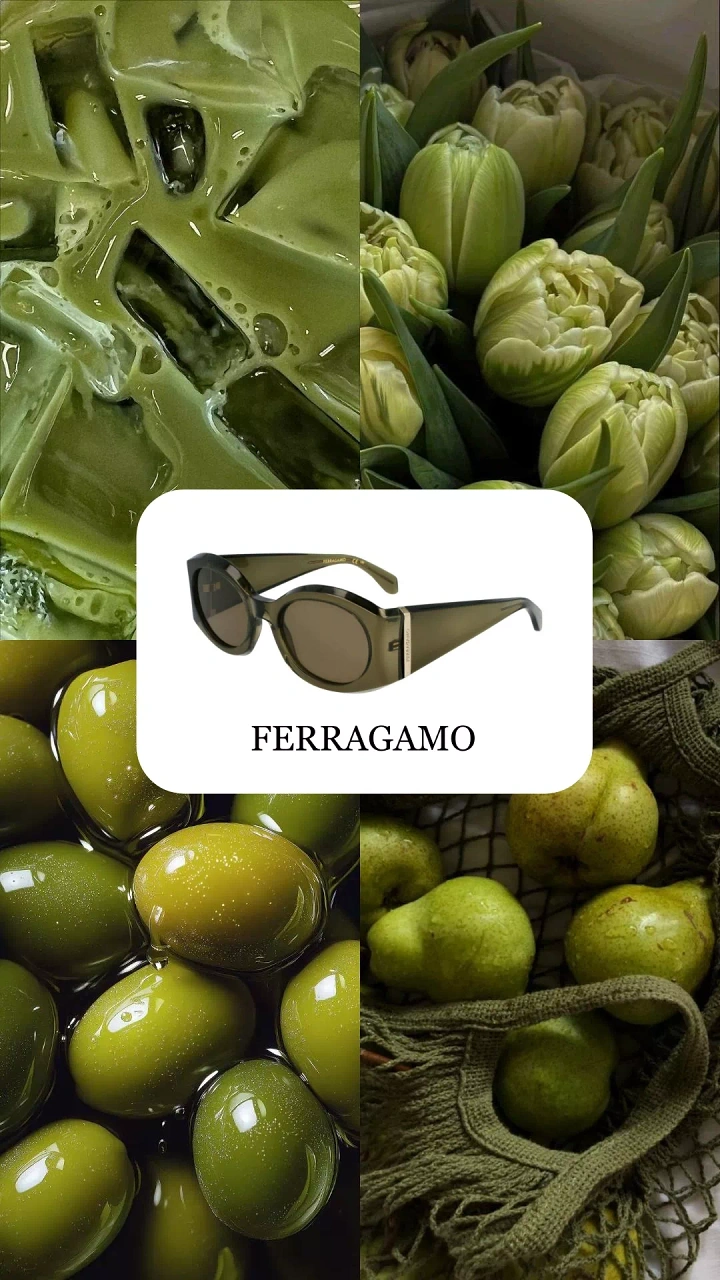 Opticians & Eye Care creative ad: Olive-green frames colour-matched with olives