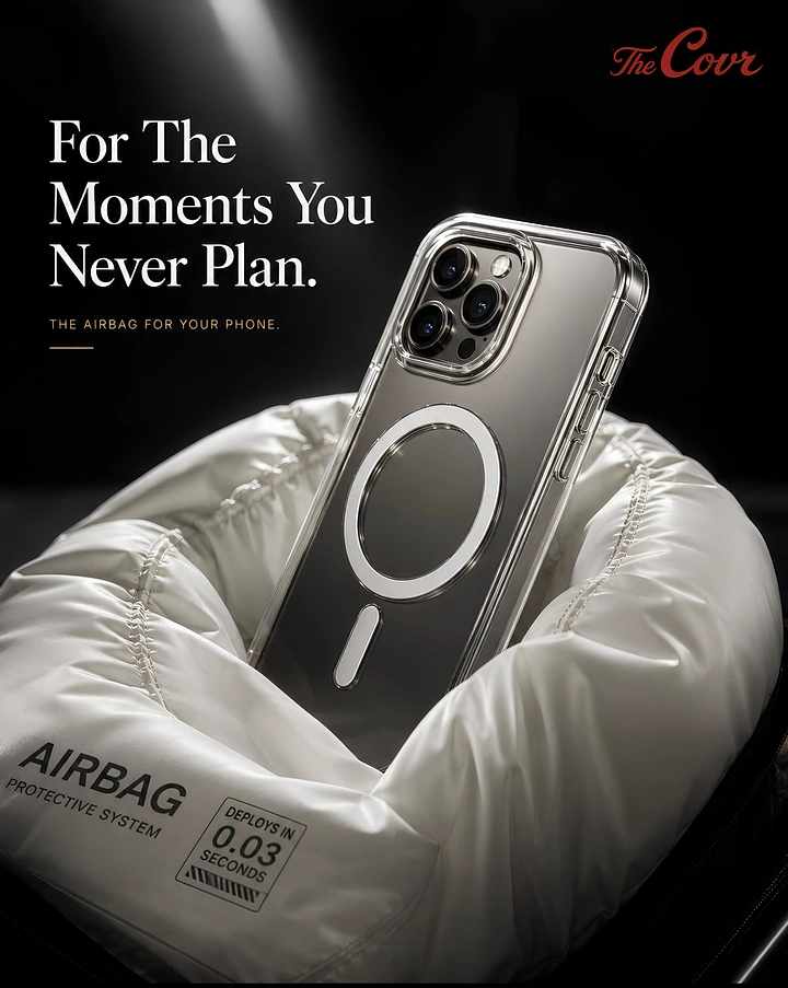 Phone Cases & Mobile Accessories creative ad: Airbag metaphor for case protection