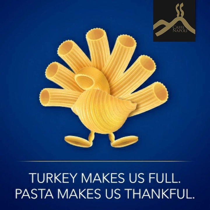 Thanksgiving creative ad: A turkey made from pieces of dry pasta