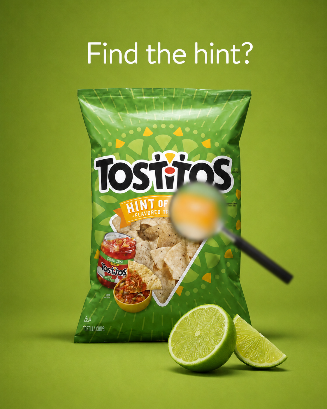 Instagram post: 'Find the hint' magnifier on lime flavour